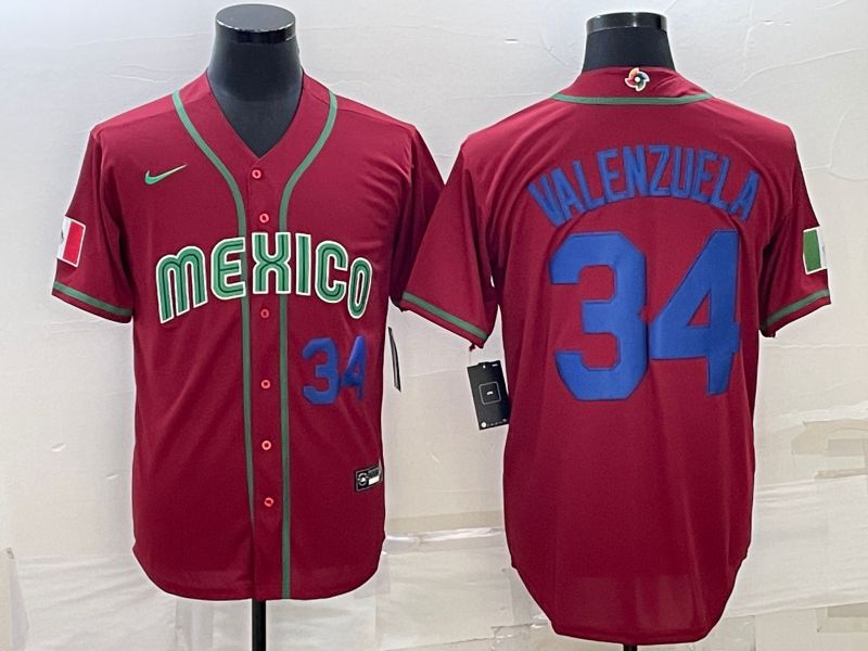 Men 2023 World Cub Mexico #34 Valenzuela Red Nike MLB Jersey14